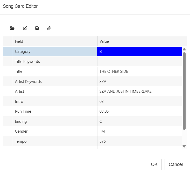 Web Song Card Editor