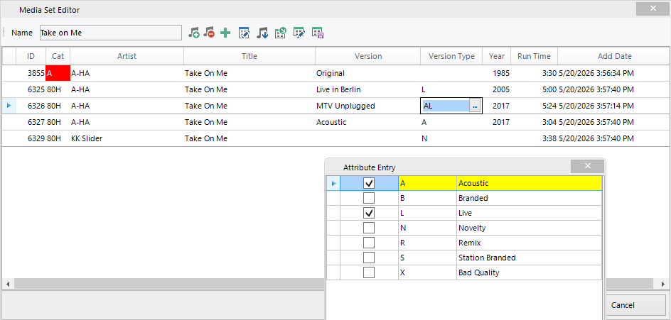 Media Set Editor